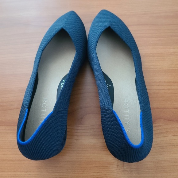 Rothy's The Point Blue Knit Pointed Toe Low Heel Women's Shoes Sz 7 - Picture 2 of 7